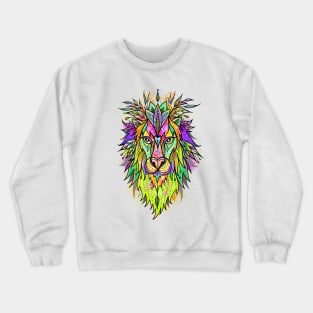 Lion colorful digital art illustration. Crewneck Sweatshirt